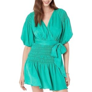Ted Baker Green Smocked Wrap Mini Dress